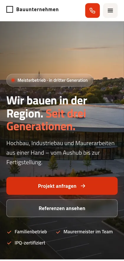 Dieselbe Seite auf dem Smartphone