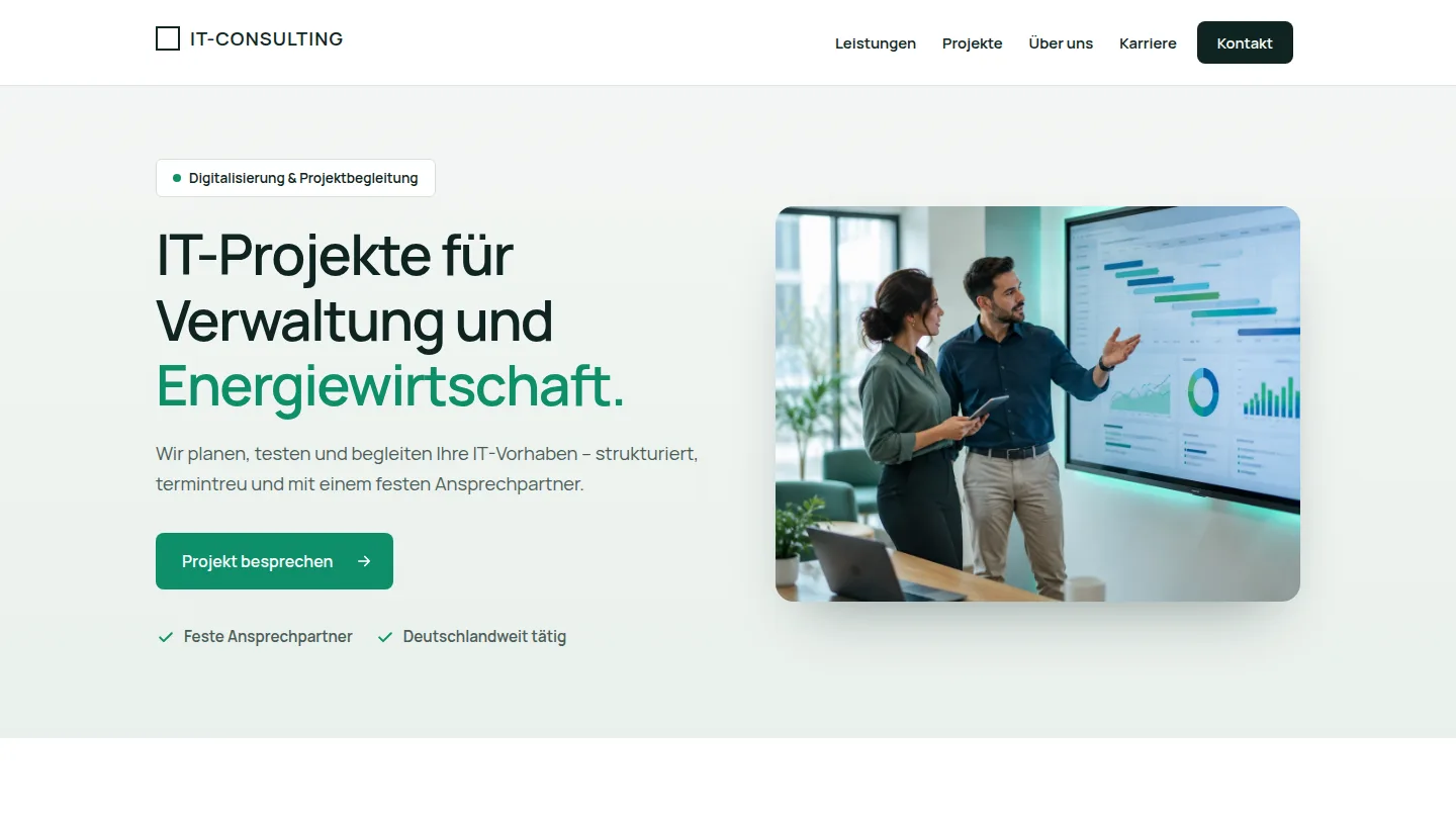 Redesign-Konzept IT-Beratung: Startseite auf dem Desktop