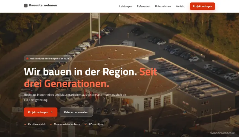 Redesign-Konzept für ein Bauunternehmen