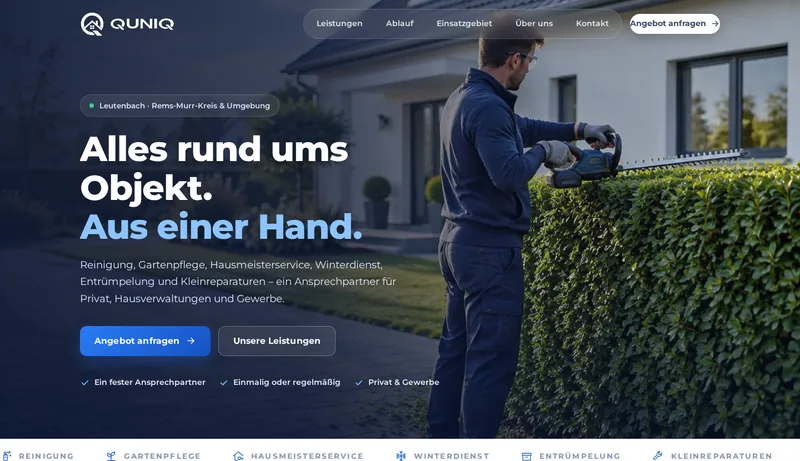 Website von QUNIQ Dienstleistungen